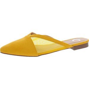 Journee Collection Womens Yellow Faux Suede Mesh Inset Ballet Flats Shoes NWT